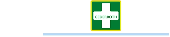 Cederroth logo met blauwe streep