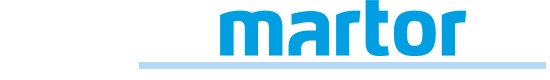 Martor logo met blauwe streep