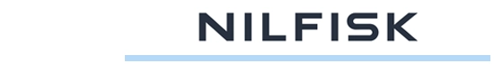 Nilfisk logo met blauwe streep