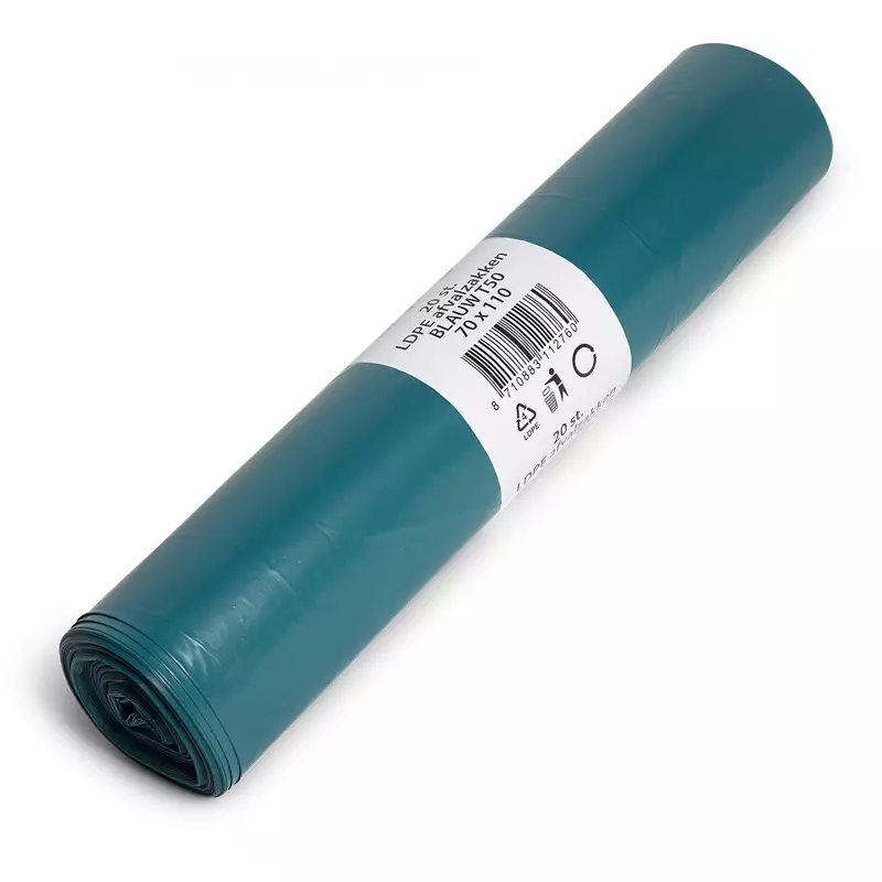 Afvalzakken blauw LDPE gerecycled T50 70x110 cm