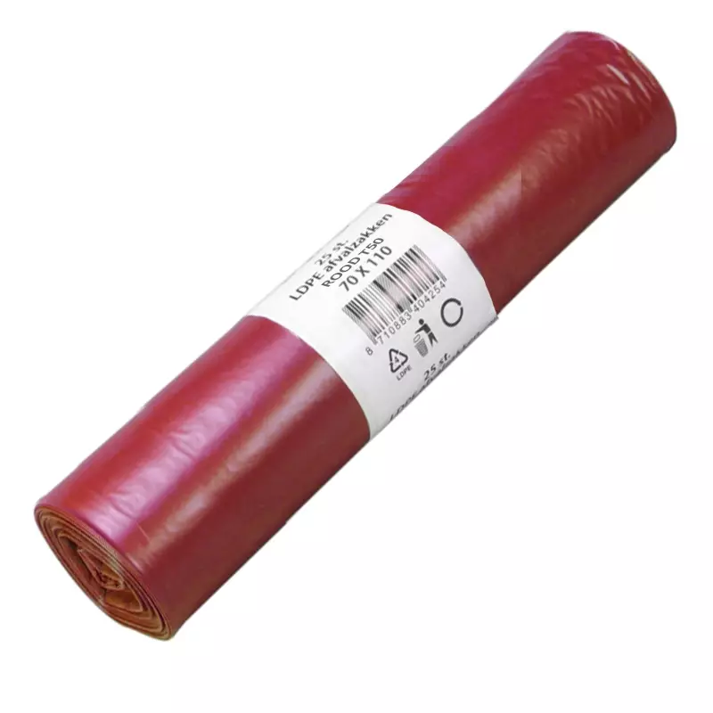 Sacs poubelle rouges en PEBD recyclé T50 70x110 cm