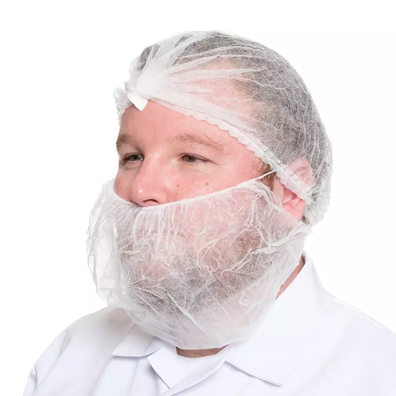 Masque jetable pour barbe avec 2 élastiques, en polypropylène non tissé, blanc