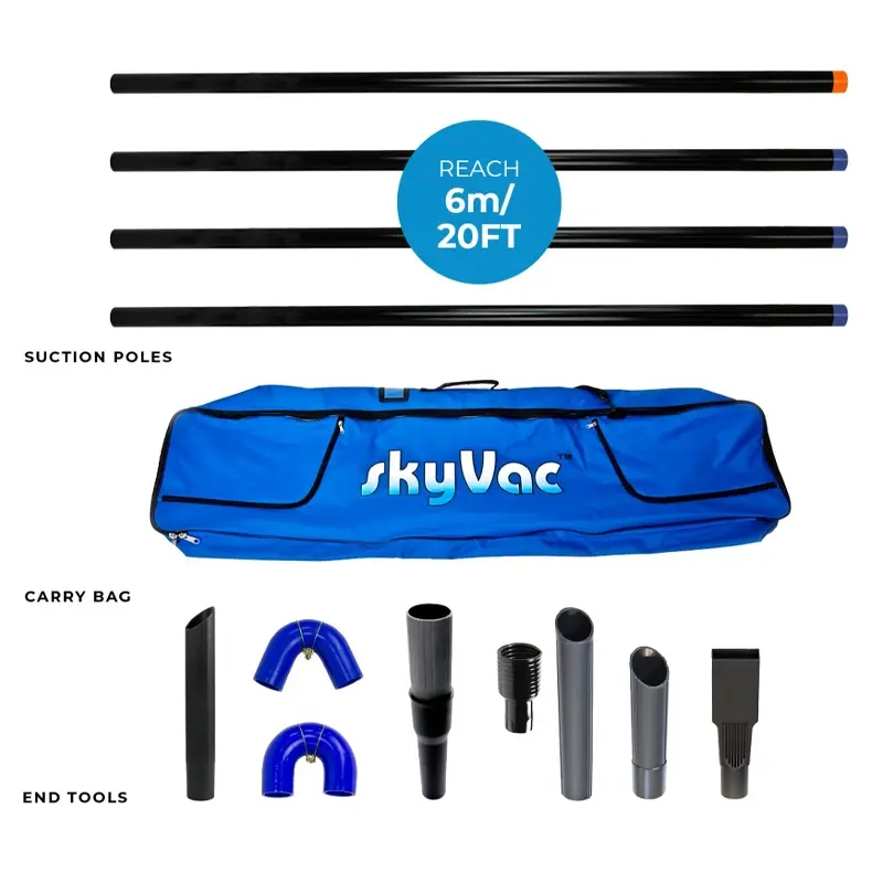 Kit de nettoyage de gouttières extérieures SkyVac, 4 pièces, 6 mètres