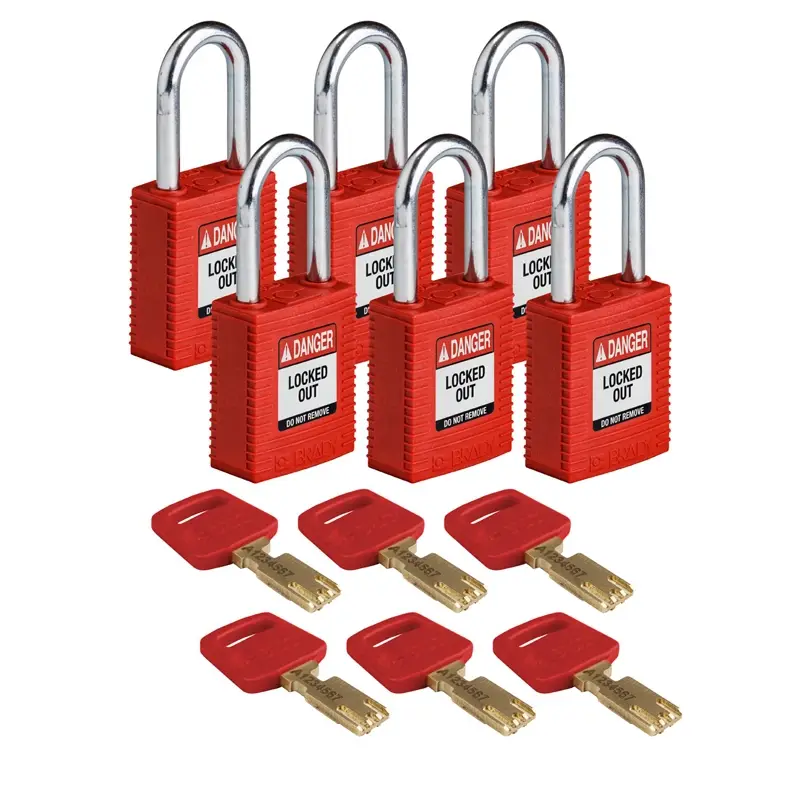 Brady 150270 SafeKey Nylon veiligheidssloten Danger Locked Out rood