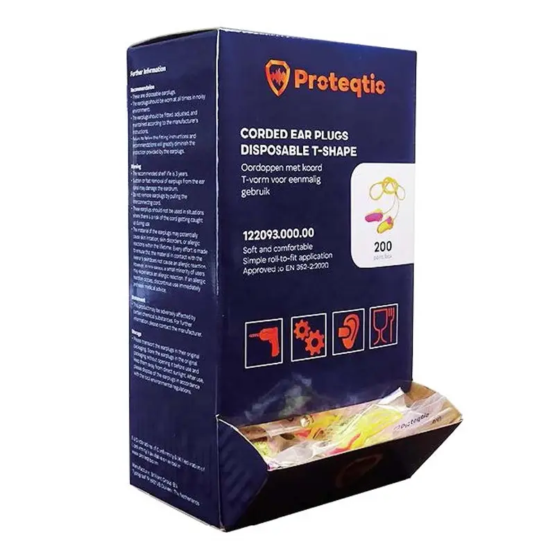 Proteqtio PT30 oorpluggen PU-traagschuim met koord roze-geel