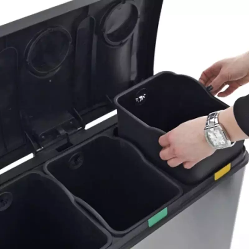 Poubelle à pédale en acier inoxydable EKO Rejoice 12+12+12 litres