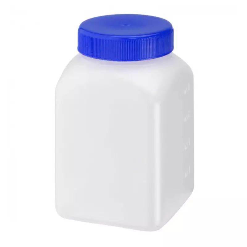 Monsterpot vierkant schroefdop steriel HDPE 76x76x120 mm DIN60 500 ml blauw