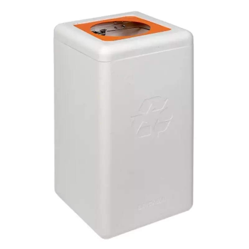 BrickBin waste bin with round 20 cm opening plastic 65 liters white/orange