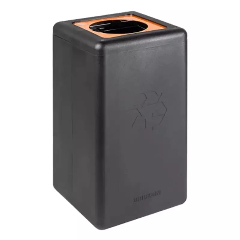 BrickBin waste bin with round 20 cm opening plastic 65 liters black/orange