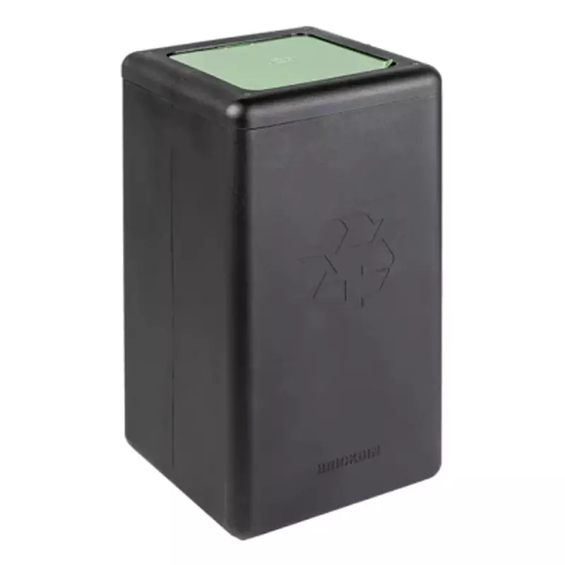 Poubelle BrickBin avec couvercle à charnière, déchets organiques, 65 litres, noire/verte