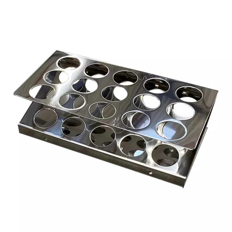 Support pour tubes à essai en acier inoxydable, 15 positions, Ø 30 mm
