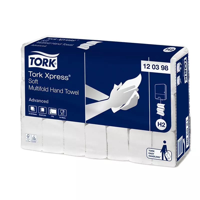 Papier essuie-tout Tork Xpress Multifold 2 plis H2 Advanced blanc