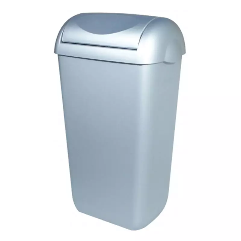 PlastiQline PQSA23M afvalbak met swing deksel kunststof 23 liter RVS look
