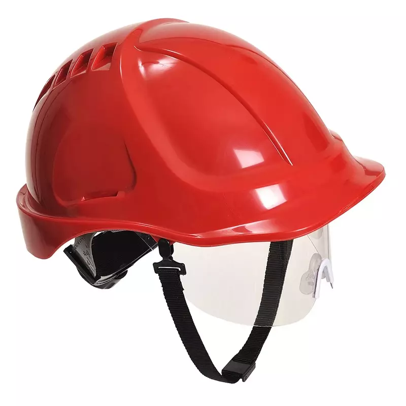 Portwest PW54 safety helmet with visor 6-point adjustment red