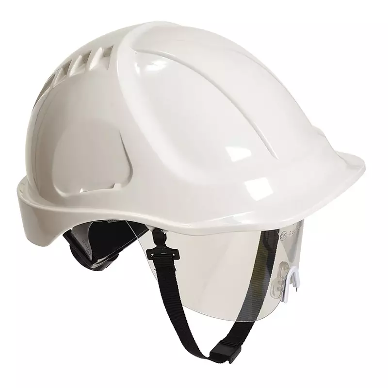 Casque de sécurité Portwest PW54 avec visière réglable en 6 points, blanc
