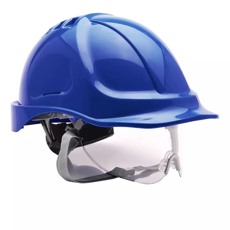 Casque de sécurité Portwest PW55 avec visière réglable en 6 points, bleuet