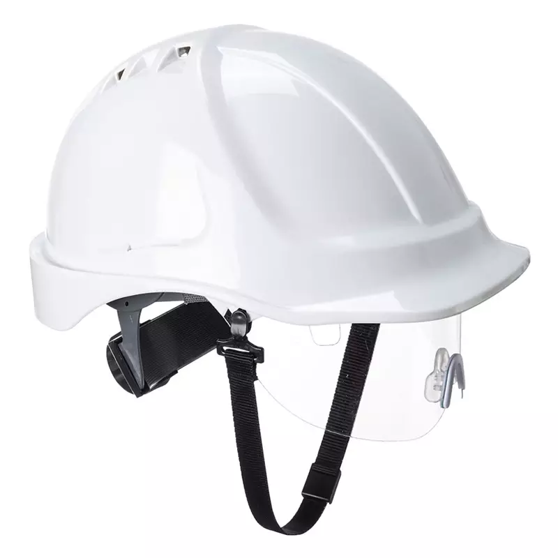 Casque de sécurité Portwest PW55 avec visière réglable en 6 points, blanc