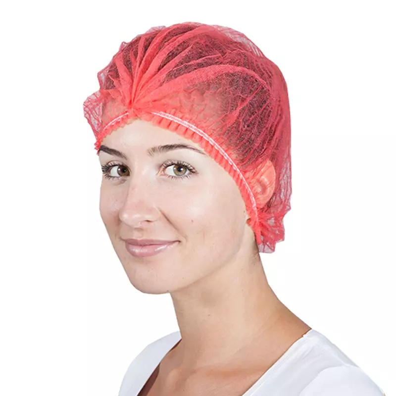 Hycare disposable hairnets fully detectable spiral non-woven PP 58 cm red