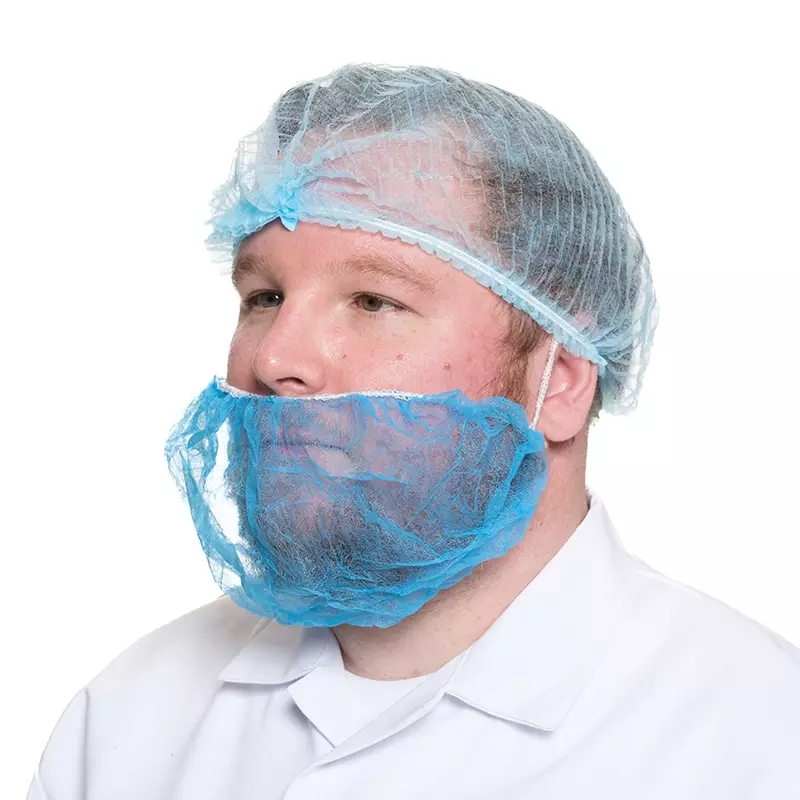 Masque à barbe jetable Hycare entièrement détectable en polypropylène non tissé bleu