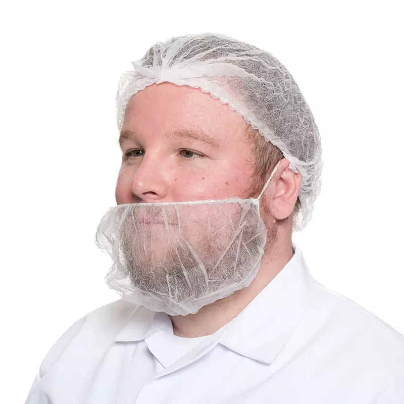 Hycare disposable beard mask fully detectable non-woven polypropylene white
