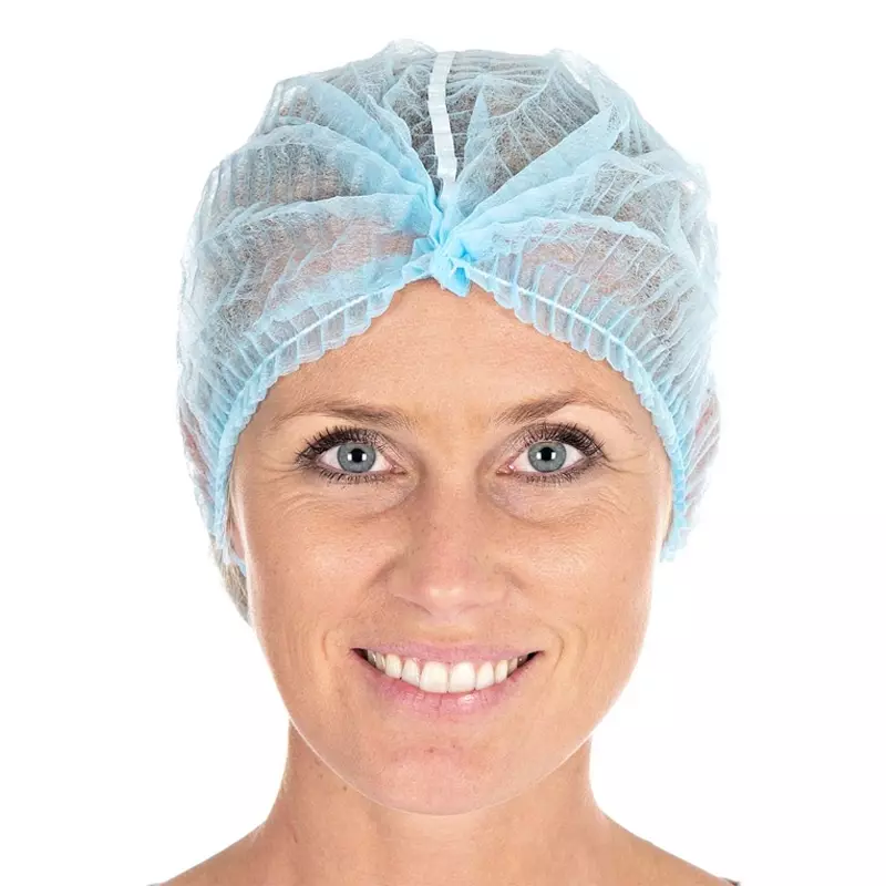 Filets à cheveux jetables détectables à spirale en polypropylène non tissé 60 cm bleus