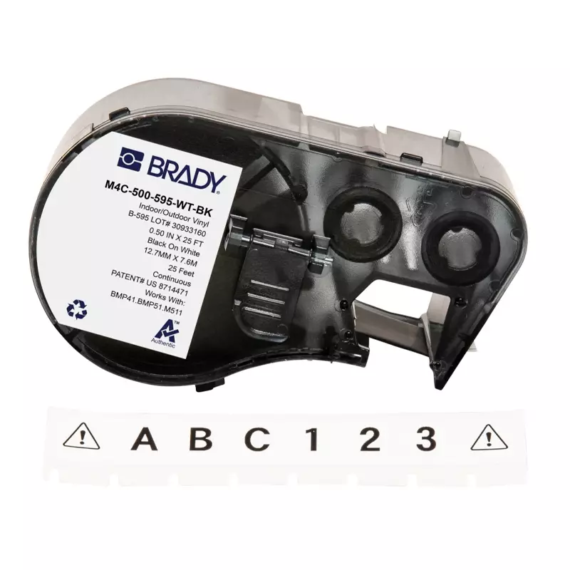 Brady M4C-500-595-WT-BK label 12,7 mm zwart op wit