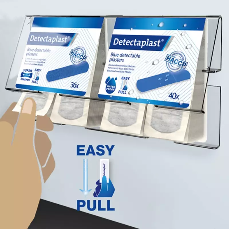 Distributeur de pansements Detectaplast, pansements élastiques et résistants à l'usure et imperméables, détectables, 25 x 72 mm