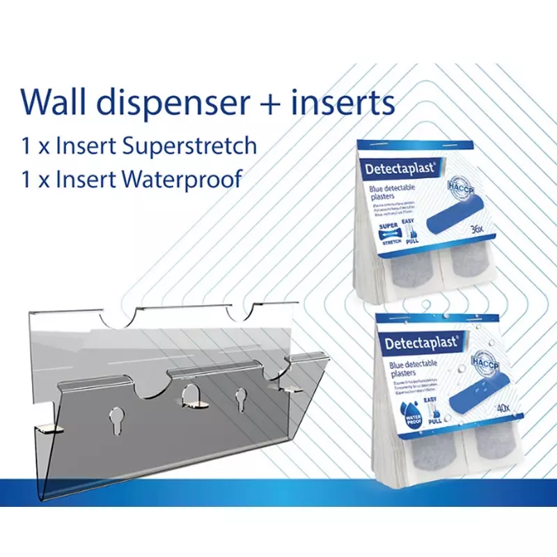 Distributeur de pansements Detectaplast, pansements élastiques et résistants à l'usure et imperméables, détectables, 25 x 72 mm