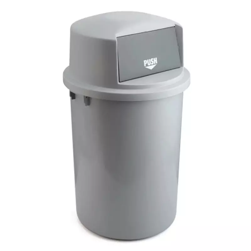 Poubelle en plastique avec couvercle à charnière Ø580 x 980 mm 126 litres grise