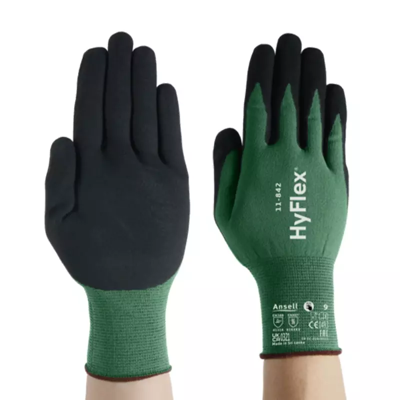 Ansell HyFlex 11-842 glove food grade nitrile coating size 9