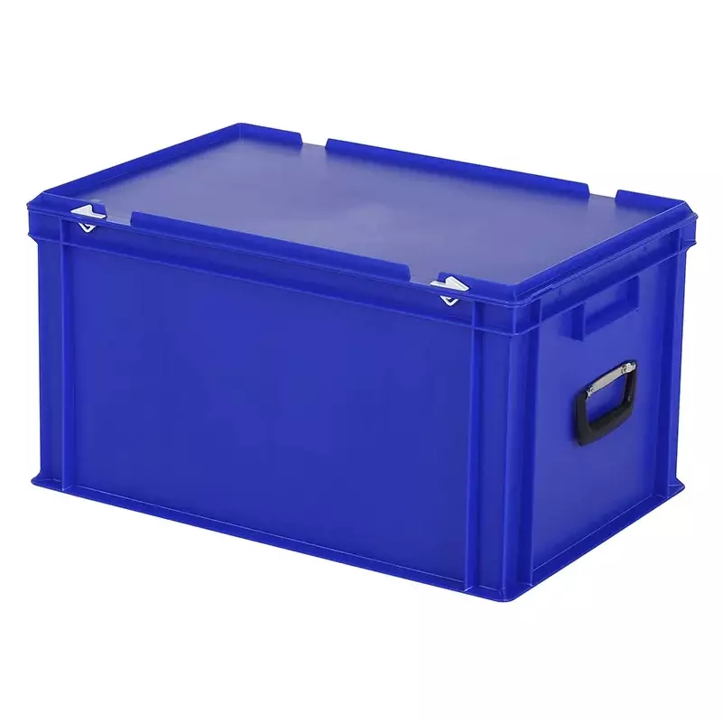 Stacking container with lid and carrying handle Euronorm 600x400x335 mm 64 liters blue