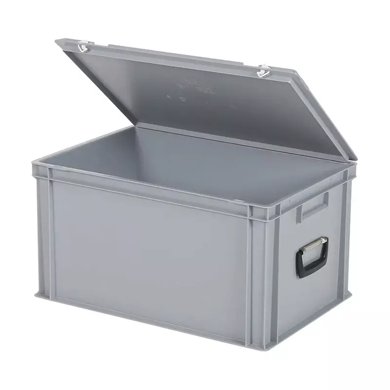 Stacking container with lid and carrying handle Euronorm 600x400x335 mm 64 liters grey