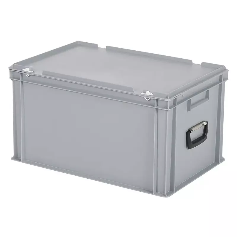 Stacking container with lid and carrying handle Euronorm 600x400x335 mm 64 liters grey
