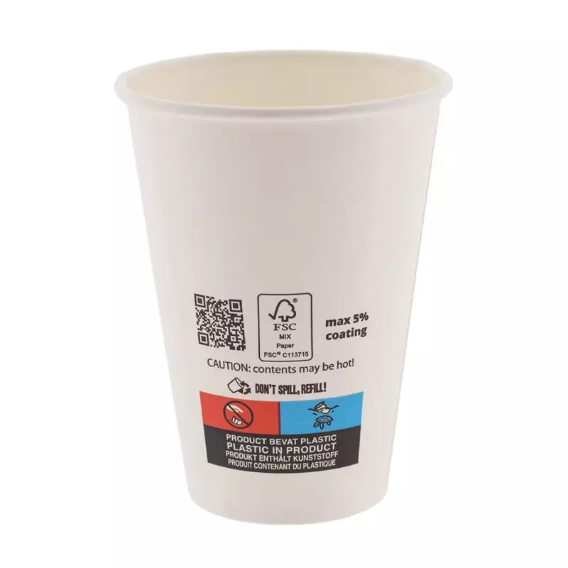 Cardboard coffee cups 5% coating Ø7.03x9.2 cm 180 ml white