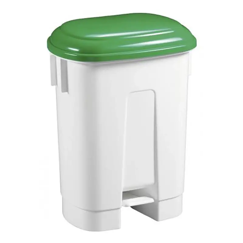 Plastic pedal bin 60 l white/green