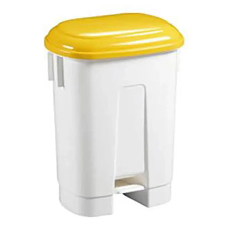 Plastic pedal bin 60 l white/yellow