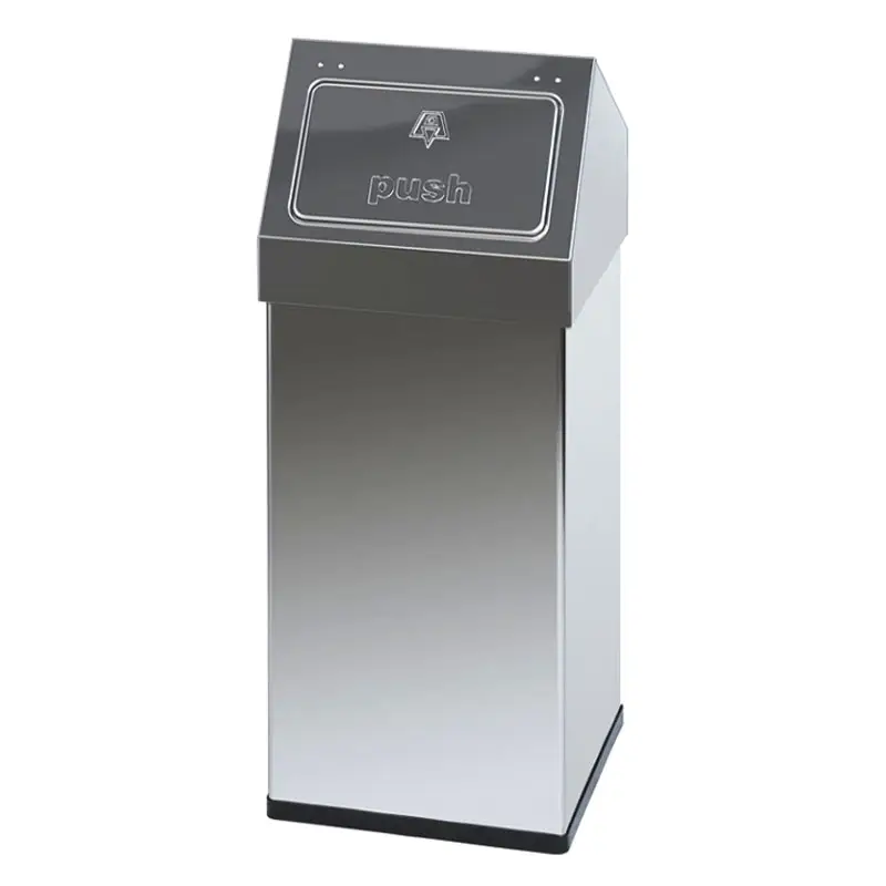 Afvalbak RVS met pushdeksel 55 liter