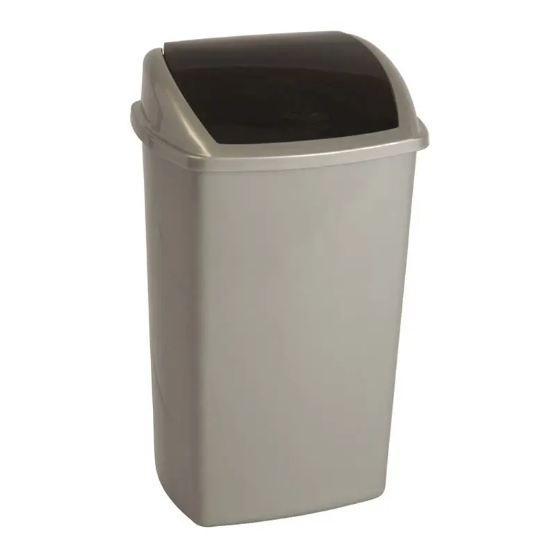 Waste bin with swing lid, plastic, 50 l, grey