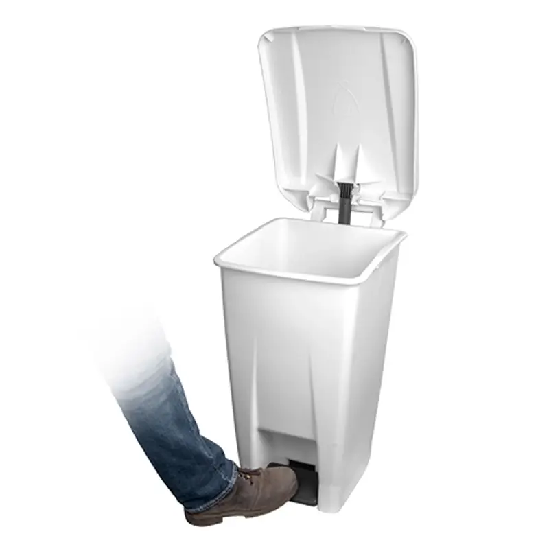 Plastic pedal bin 60 liters white