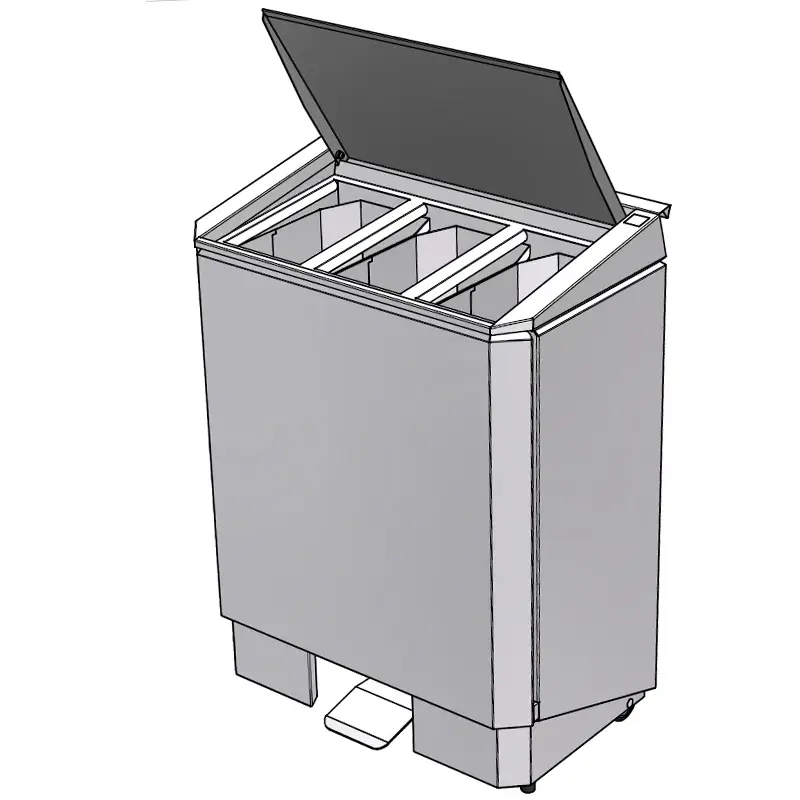 Afvalbak RVS voor afvalscheiding met 3x60 liter bak