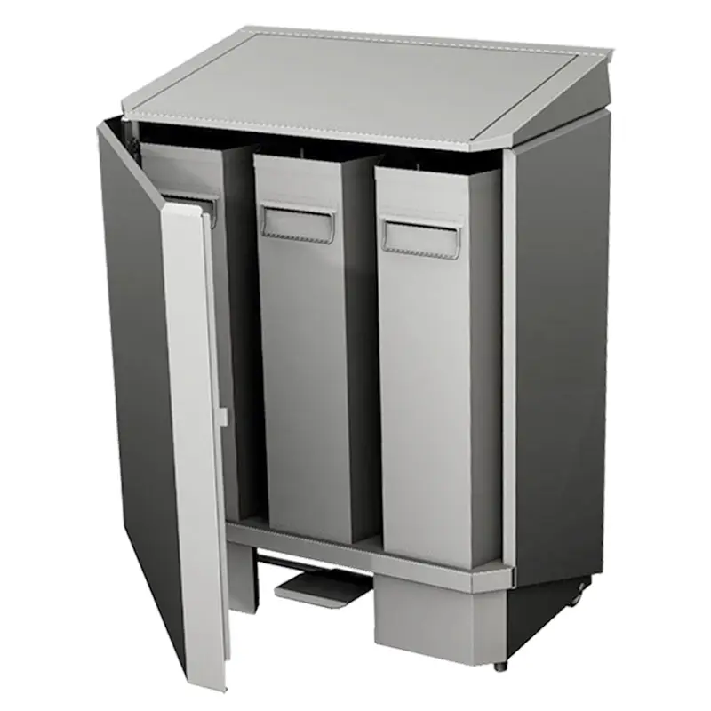 Afvalbak RVS voor afvalscheiding met 3x60 liter bak