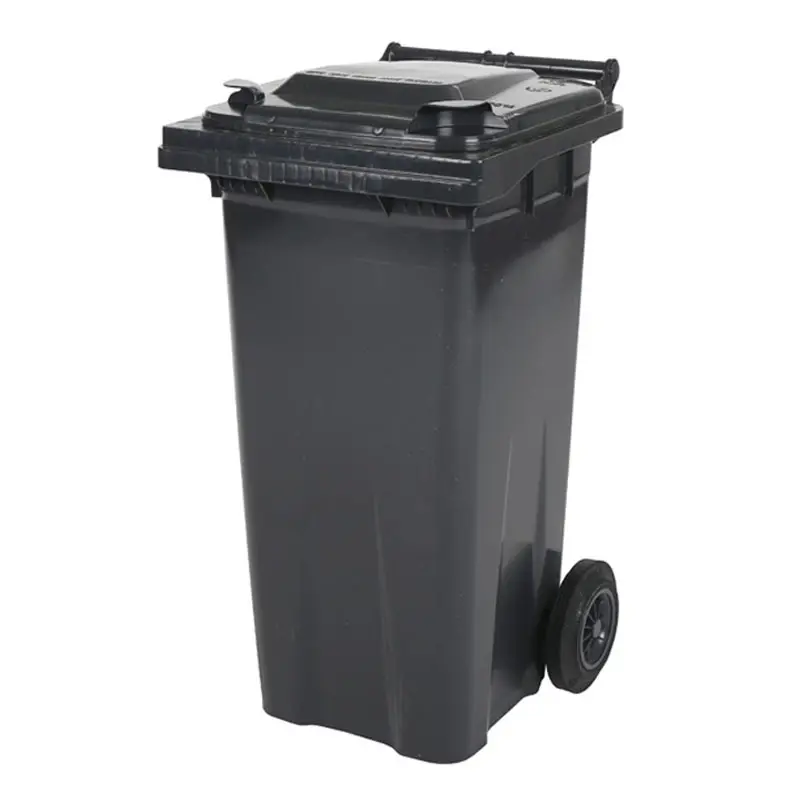 Conteneur à déchets plastiques 120 litres à deux roues, gris