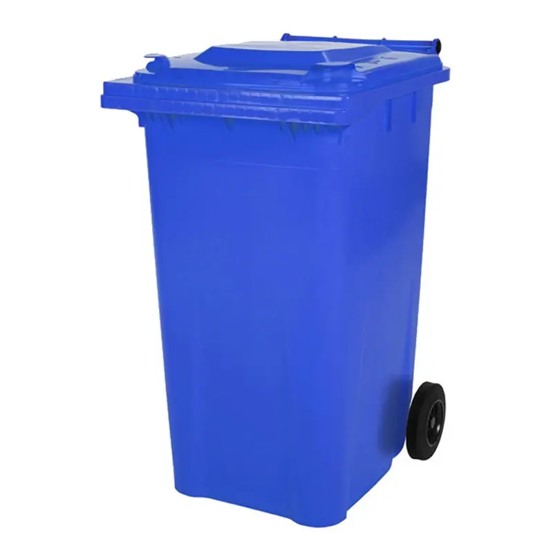 Plastic waste container 240 liters with two wheels blue