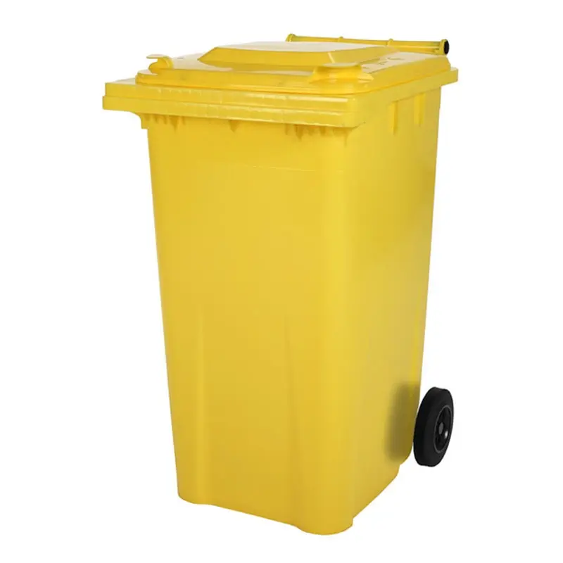 Plastic waste container 240 liters with two wheels yellow