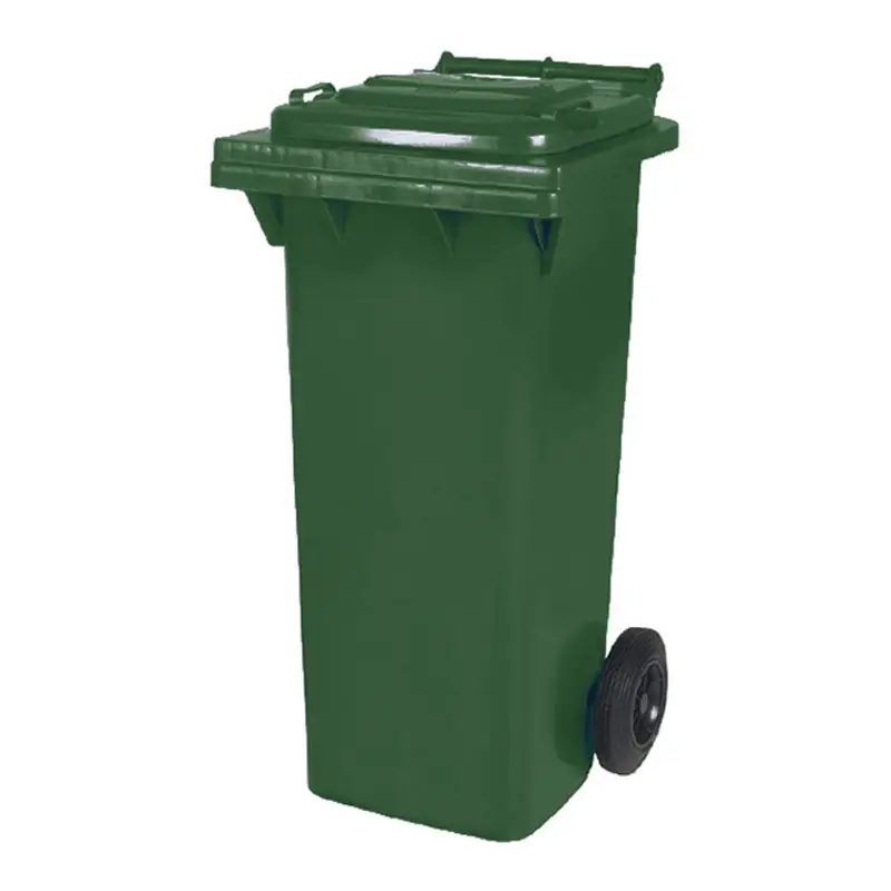 Plastic waste container 80 liters with two wheels green