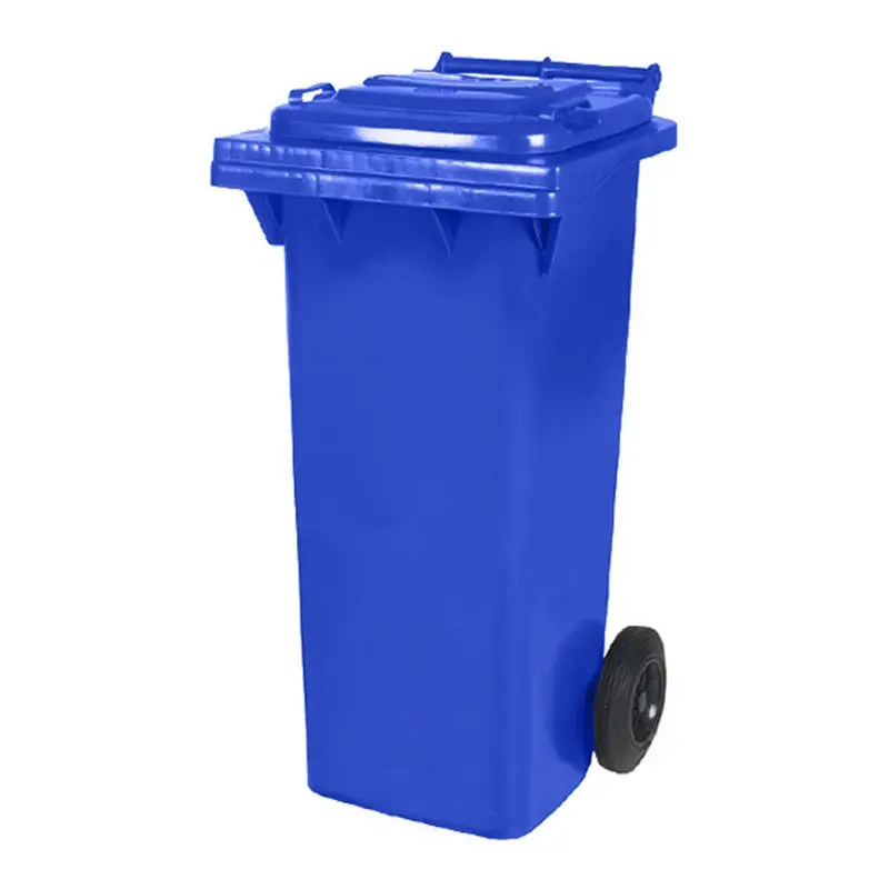 Conteneur à déchets plastiques 80 litres à deux roues bleu