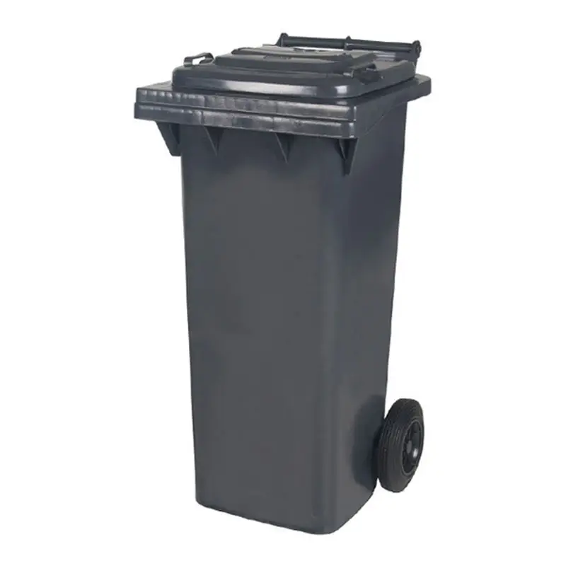 Plastic waste container 80 liters with two wheels grey