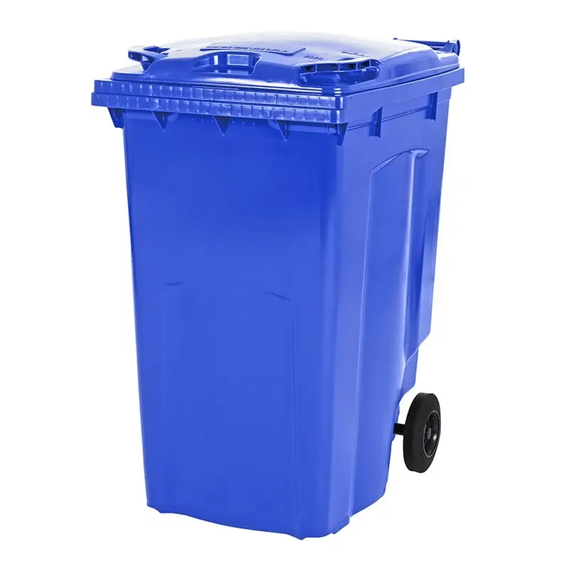 Plastic waste container 340 liters with two wheels blue