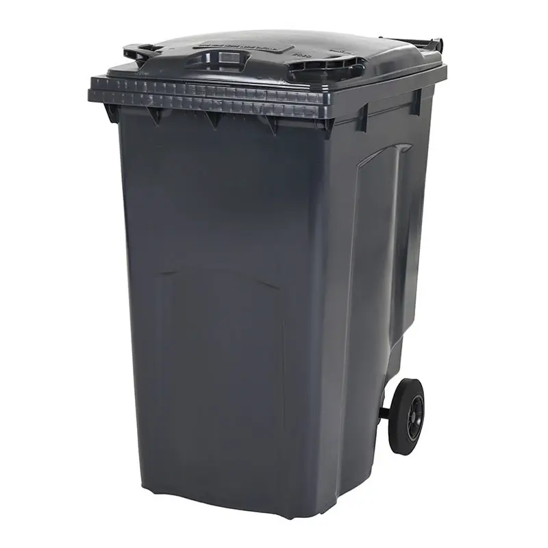 Plastic waste container 340 liters with two wheels grey