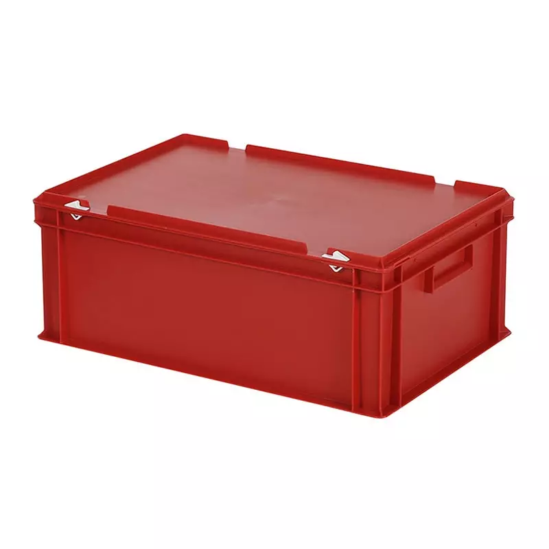 Stacking container with lid Euronorm 600x400x235 mm 43.3 l red